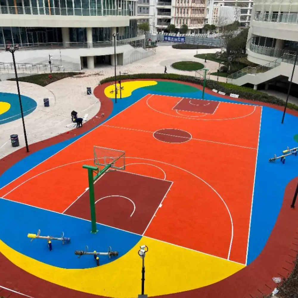 EPDM tipo lauko statybos programa 5 Sintetinė EPDM krepšinio aikštelė